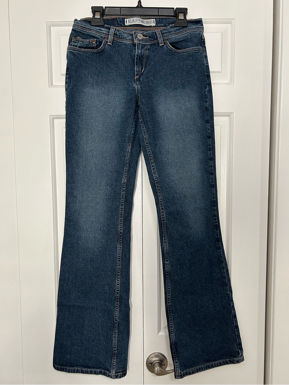 Vintage 90s Express - Low Slung Flare Jeans - Dark Wash - Made in Mexico